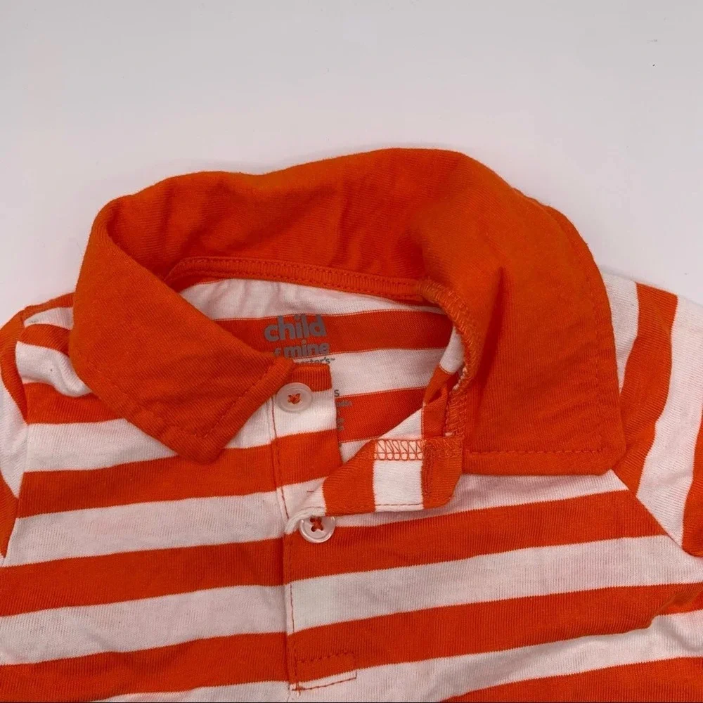 Carters Child of Mine Puppy Dog Polo Shirt Size 6-9 Mo Orange White Stripe NWT